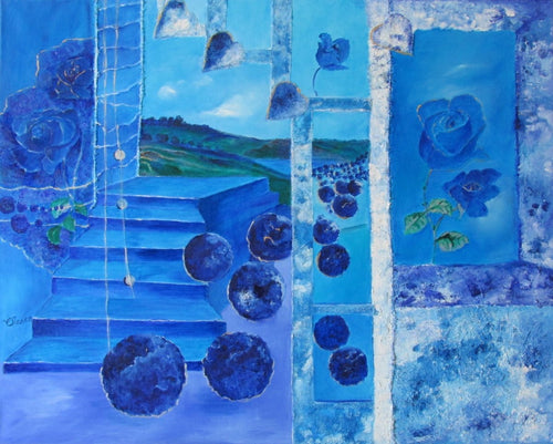 CHESCA - Des roses bleues (tableau, technique mixte / toile) - ART ET MISS