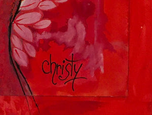 CHRISTY - Charme rougeoyant (tableau, encre et aquarelle / papier marouflé sur toile) - ART ET MISS