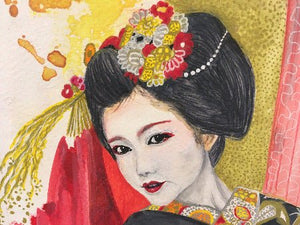 CHRISTY - Geisha royale (tableau, encre et aquarelle / papier) - ART ET MISS