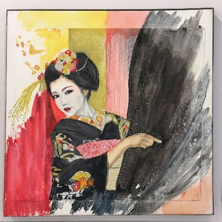 CHRISTY - Geisha royale (tableau, encre et aquarelle / papier) - ART ET MISS