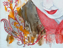Charger l&#39;image dans la galerie, CHRISTY - Ichimane à la fleur blanche (tableau, Aquarelle marouflée sur toile) - ART ET MISS