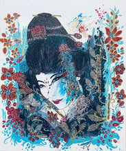 Charger l&#39;image dans la galerie, CHRISTY - KAE (tableau, Aquarelle, encre et bandes japonisantes / papier marouflé sur toile) - ART ET MISS