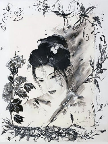 CHRISTY - Mélancolie Florale (tableau, Aquarelle et encre/ papier marouflé sur toile) - ART ET MISS