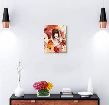 Charger l&#39;image dans la galerie, CHRISTY - Senteur florale au rouge baiser (tableau, encre et aquarelle / papier marouflé sur toile) - ART ET MISS