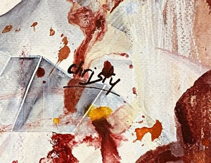 CHRISTY - Senteur florale au rouge baiser (tableau, encre et aquarelle / papier marouflé sur toile) - ART ET MISS