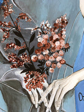 Charger l&#39;image dans la galerie, CHRISTY - Yeux bleus au bouquet (tableau, encre de soie et aquarelle / papier) - ART ET MISS