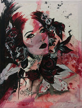 Charger l'image dans la galerie, CHRISTY - Yeux langoureux (tableau, encre et aquarelle / papier marouflé sur toile) - ART ET MISS