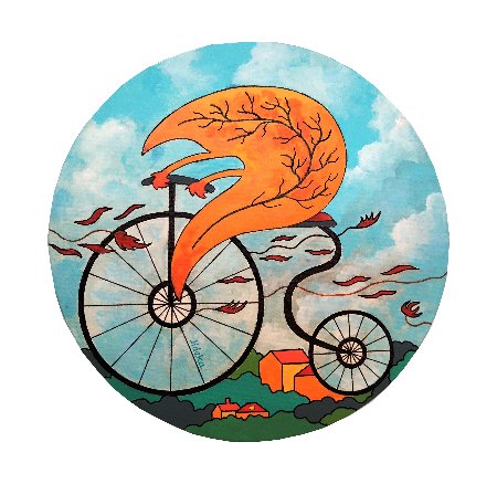 DESCHAMPS-KUS Jocelyne - Feuille à bicyclette (tableau, Acrylique/toile) - ART ET MISS