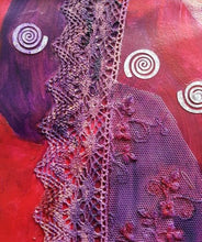 Charger l&#39;image dans la galerie, LALLEMENT Martine - Dentelle rouge (tableau, acrylique et collages / papier) - ART ET MISS