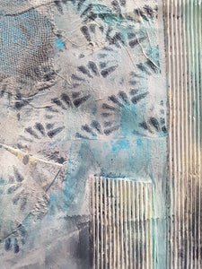 LALLEMENT Martine - En bleus et gris (tableau, acrylique et collages / papier) - ART ET MISS