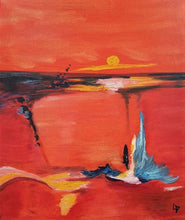 Charger l&#39;image dans la galerie, LALLEMENT Martine - Soleil rouge (tableau, huile / toile) - ART ET MISS