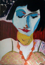 Charger l&#39;image dans la galerie, SITELLE - Liseuse au collier (tableau, Acrylique / toile) - ART ET MISS