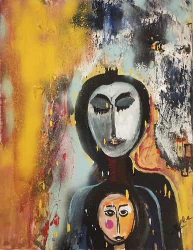 SITELLE - Mère et enfant (La vierge noire) (tableau, Acrylique / toile) - ART ET MISS