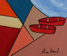 Charger l&#39;image dans la galerie, Peinture d&#39;ARNOUIL Alain - 2 barques rouges , signature - ART ET MISS