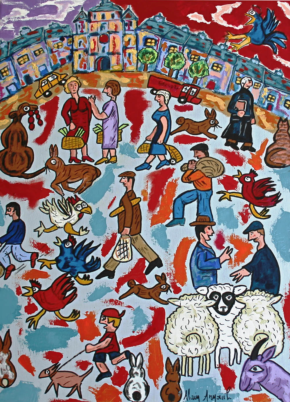 ARNOUIL Alain - Au marché de Cahors (tableau, Acrylique / toile)