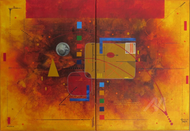 DALUZ-GALEGO Patricia - Delta (tableau diptyque, Acrylique / toile)