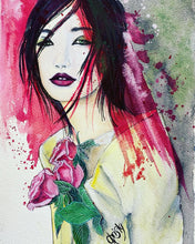 Charger l&#39;image dans la galerie, Christy : Sensuality with roses, aquarelle sur papier aquarelle