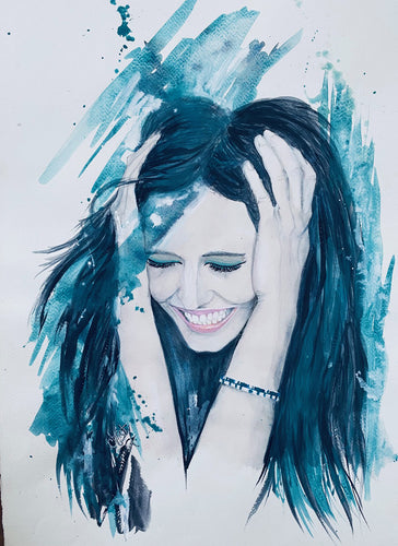 Christy : The Smile of Eva.Green, aquarelle sur papier