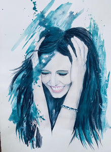 Christy : The Smile of Eva.Green, aquarelle sur papier