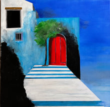 Charger l&#39;image dans la galerie, Didier Colomès : La porte rouge, tableau figuratif acrylique