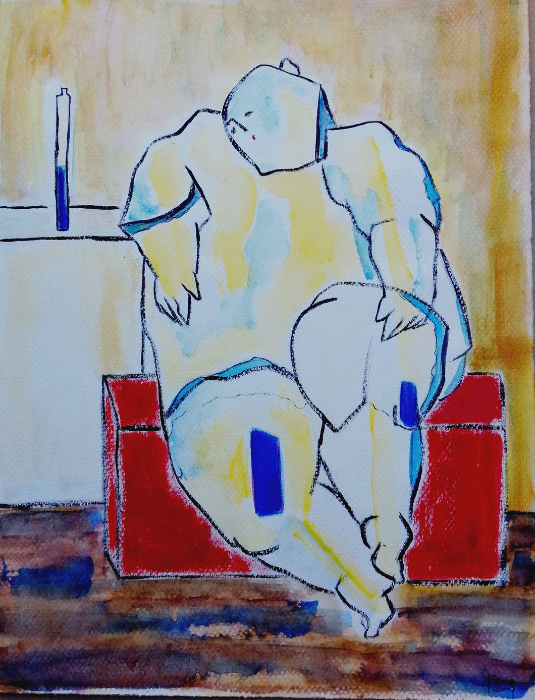 FANG Marie  - Ce moment là,  Portrait gouache sur papier canson