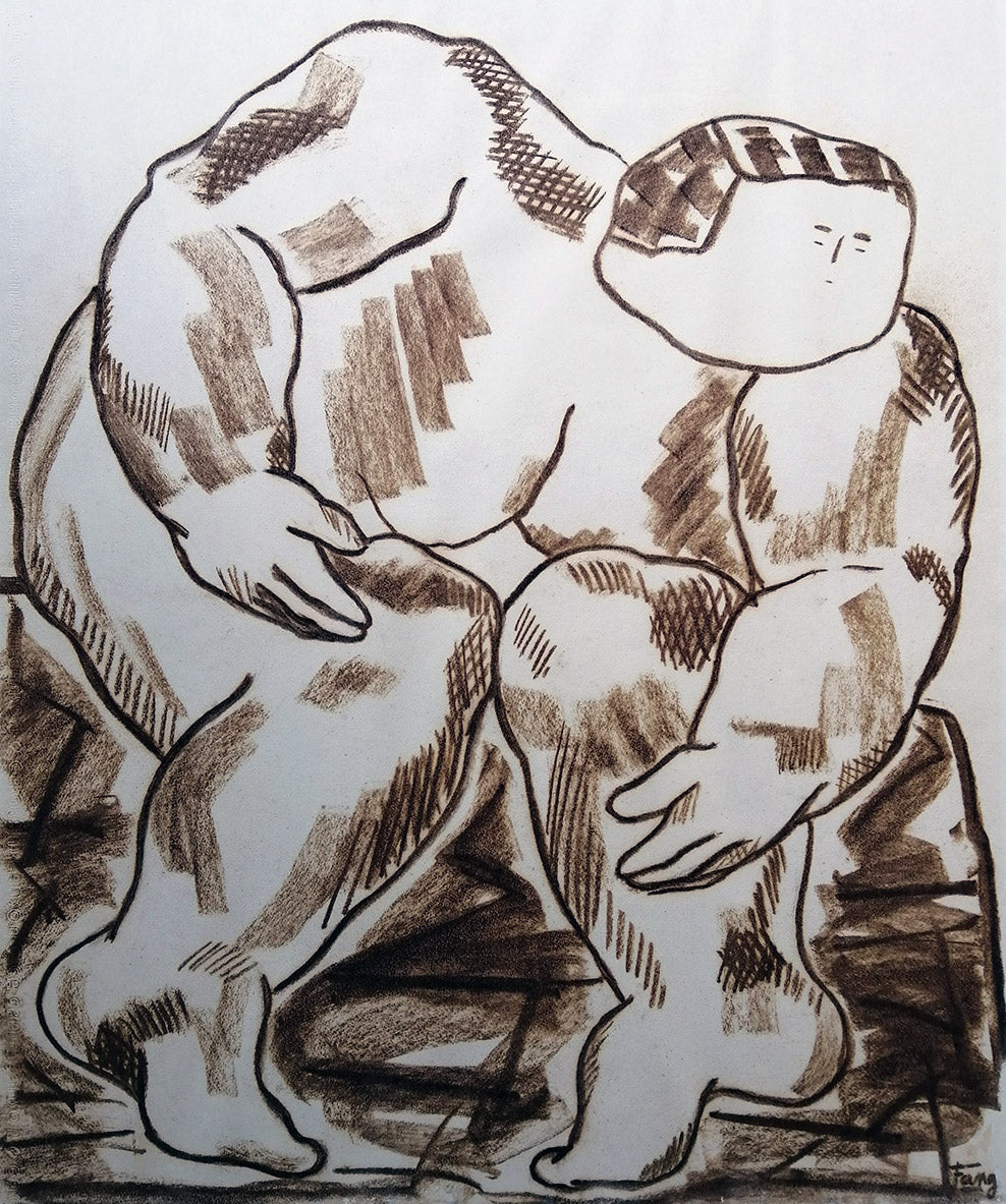 FANG Marie  - En observation,  Dessin, fusain sur papier