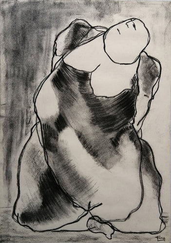FANG Marie  - La femme imposante,  Dessin, fusain sur papier