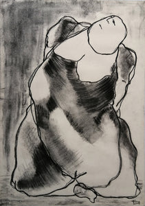 FANG Marie  - La femme imposante,  Dessin, fusain sur papier