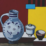 FANG Marie  - Le petit broc et 2 petits bols, Acrylique sur carton