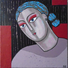 Charger l&#39;image dans la galerie, FANG Marie  - Rêve rose, Portrait Acrylique sur toile