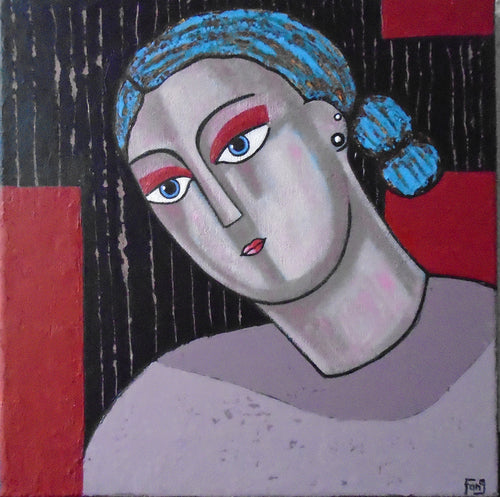 FANG Marie  - Rêve rose, Portrait Acrylique sur toile