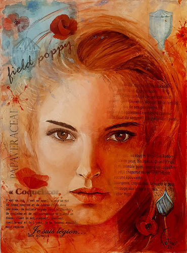 FEITUSSI Bruno - Field poppy, tableau, Huile  sur toile