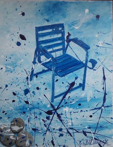 GUERRY Christiane - La chaise bleue (tableau, Acrylique  / toile)