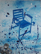 GUERRY Christiane - La chaise bleue (tableau, Acrylique  / toile)