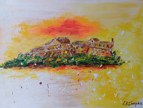 GUERRY Christiane - Fort carré - Antibes (Acrylique sur toile)