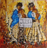 GUERRY Christiane - Les violonistes (Mixte sur toile)