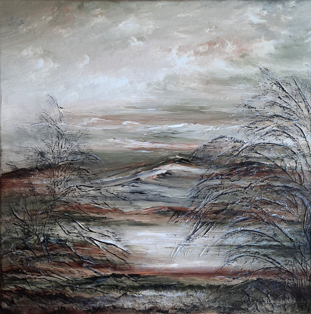 HENRIC Florence  V.  - Histoire lointaine - tableau  paysage abstrait, Huile sur Toile