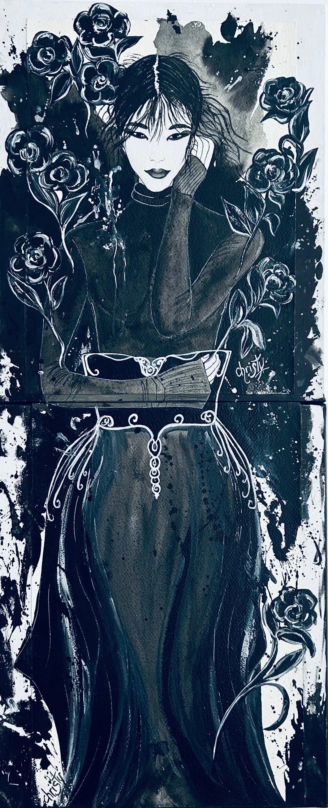 CHRISTY - Amaya (tableau, encre et acrylique / papier marouflé sur toiles)