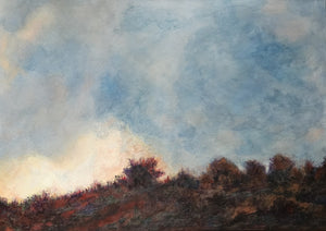 LALLEMENT Martine - Coucher de soleil, tableau figuratif, huile sur toile 
