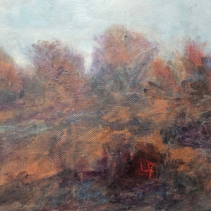 LALLEMENT Martine - Coucher de soleil, tableau figuratif, huile sur toile , signature
