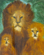 LANZI Paola - Lion et ses petits, tableau
