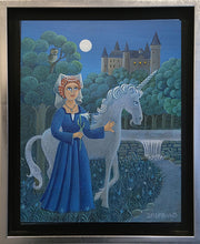 Charger l'image dans la galerie, LORAND Jean-Pierre : La dame à la licorne , Tableau Acrylique sur toile encadré