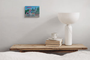 Lorand Jean-Pierre : La lecture, peinture acrylique sur toile, Mise en situation