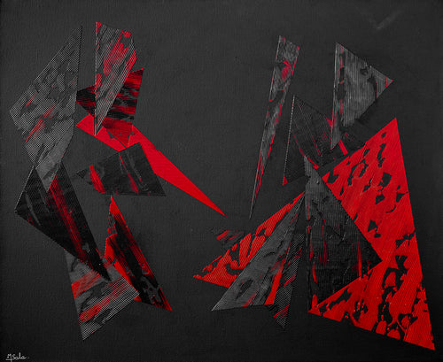 SALA Michèle  - Rencontre noir, tableau abstrait