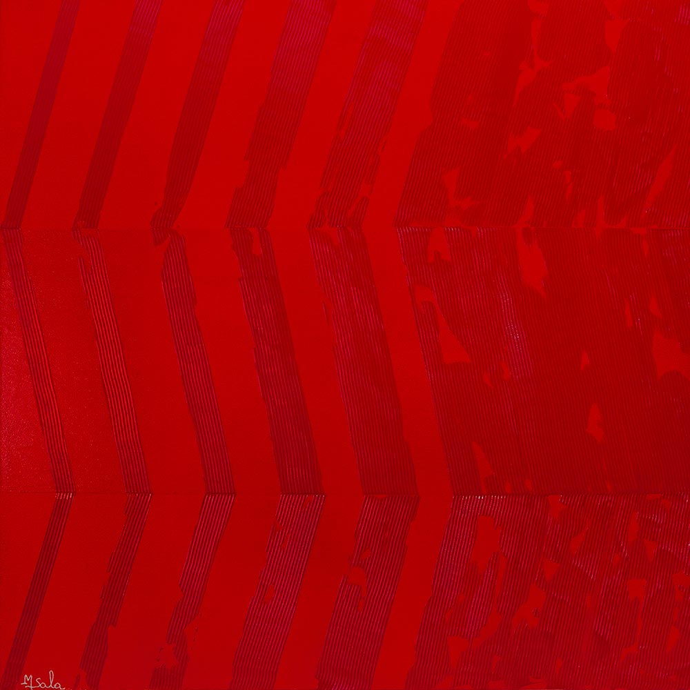 Michèle SALA, Influences. rouge, Tableau abstrait,  signature