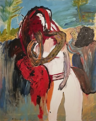 SITELLE - Liseuse de dos (tableau, Acrylique / toile)