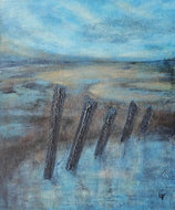LALLEMENT Martine - Sur la lande, tableau figuratif, paysage, technique mixte sur toile