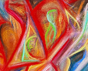 Wolf - Dans nuit, pastel sur papier, détail