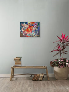 Wolf - Dans nuit, pastel sur papier, mise en situation