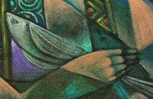 Charger l'image dans la galerie, AL HATTAB Nizar - Three women end whitebird (tableau, Huile / Toile), détail